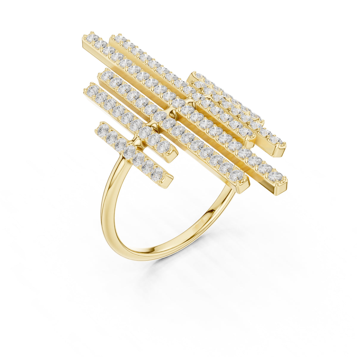 The Metropolis Pavé Statement Ring Yellow Gold