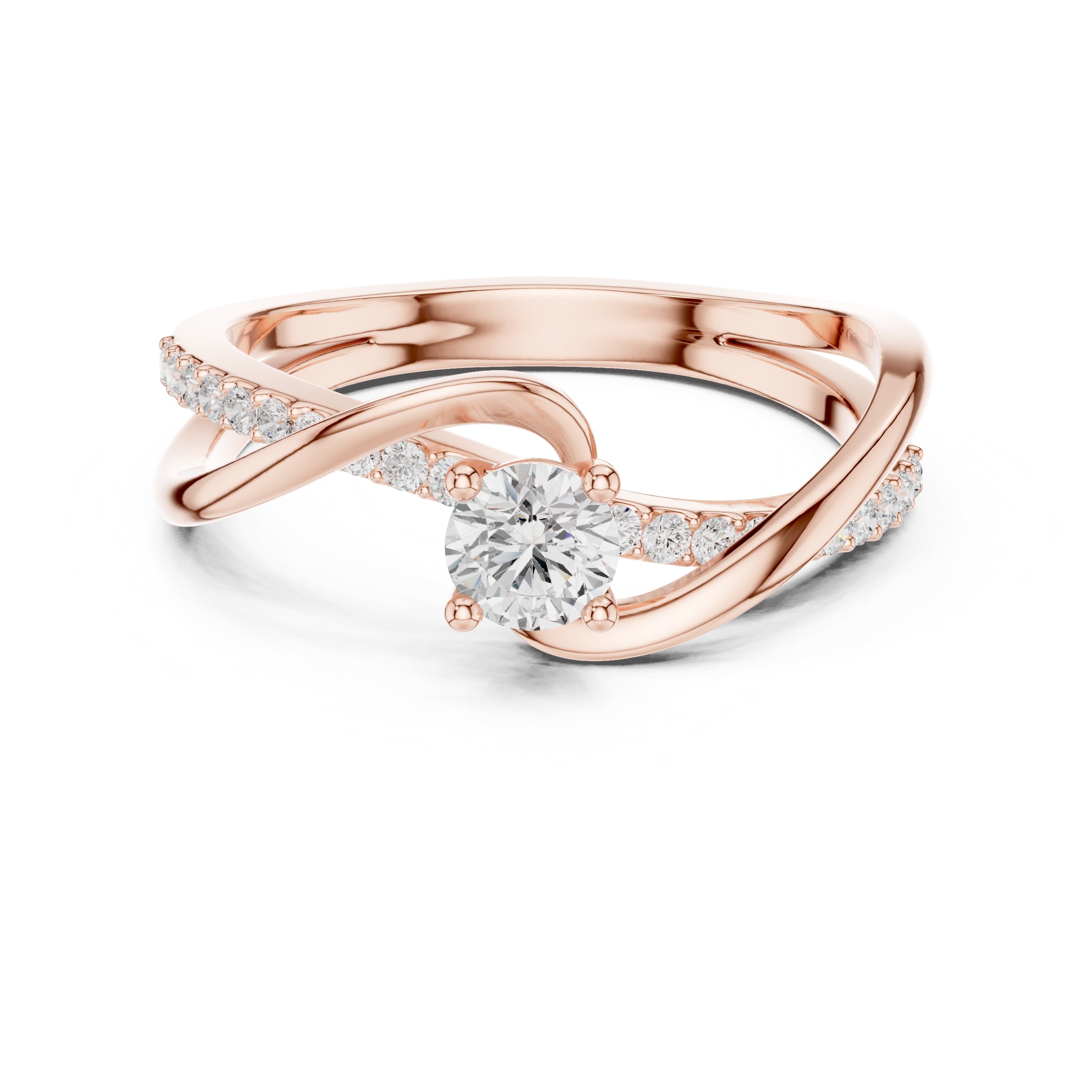 The Aria Pavé Twist Ring 0.3ct Rose Gold