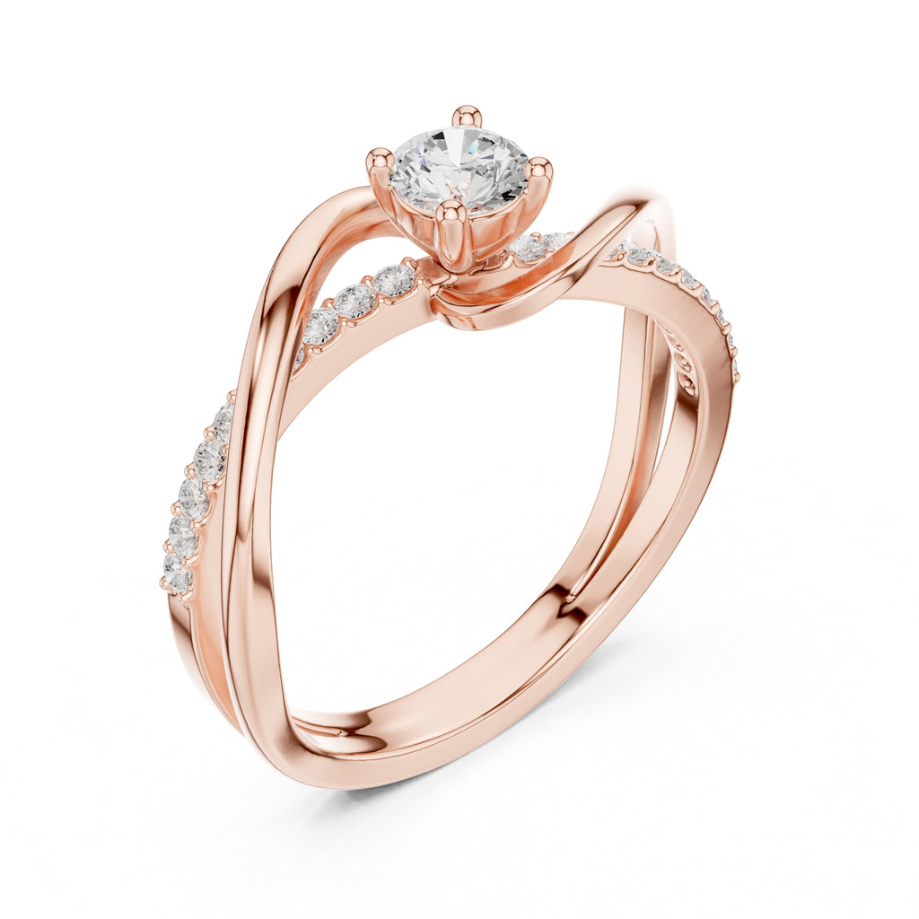 The Aria Pavé Twist Ring 0.3ct Rose Gold