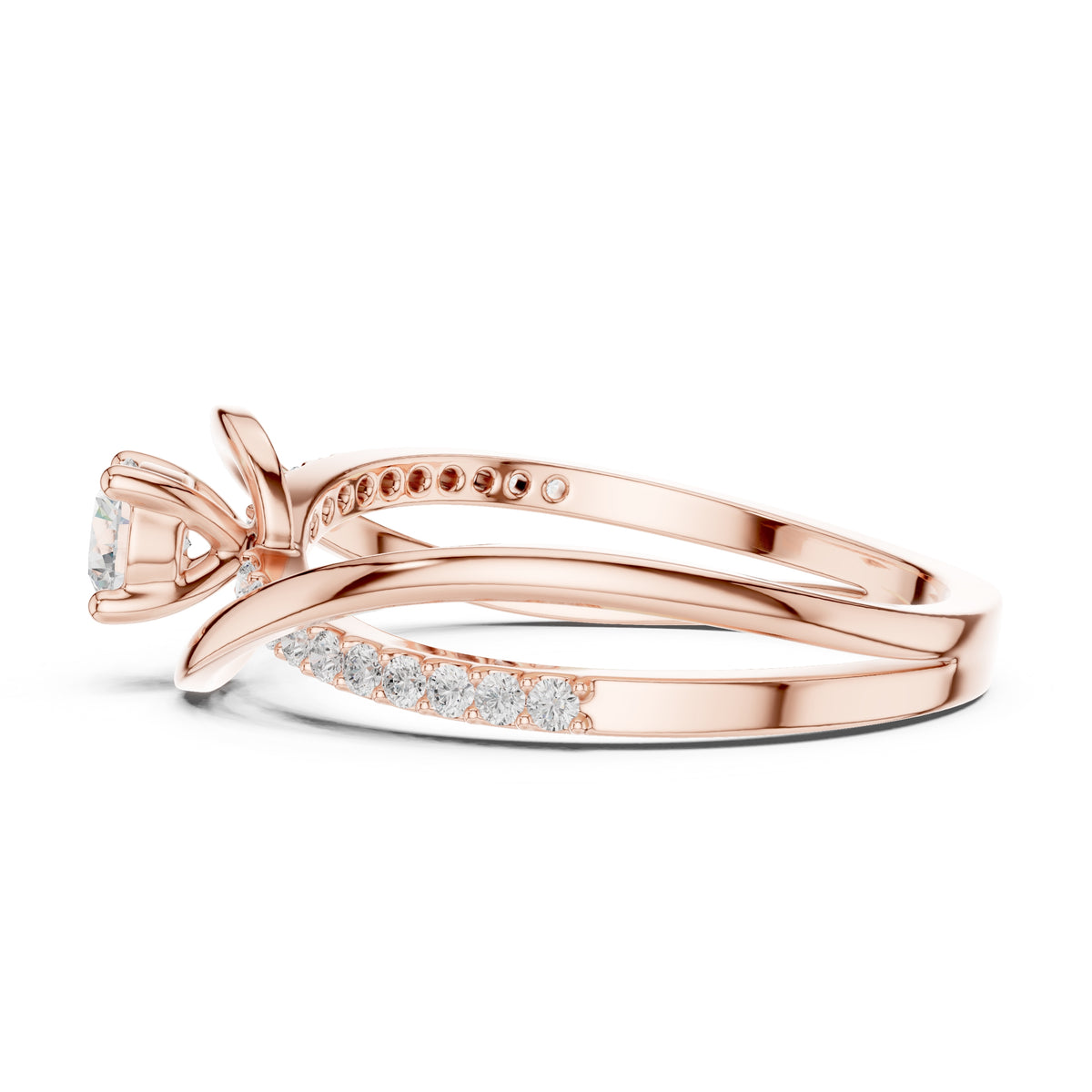 The Aria Pavé Twist Ring 0.3ct Rose Gold