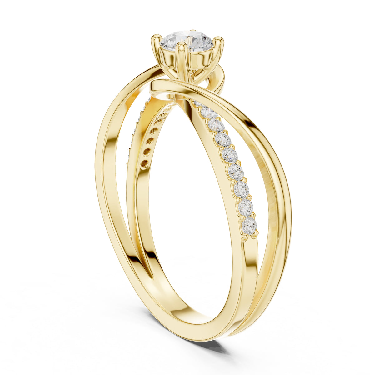 The Aria Pavé Twist Ring 0.3ct Yellow Gold