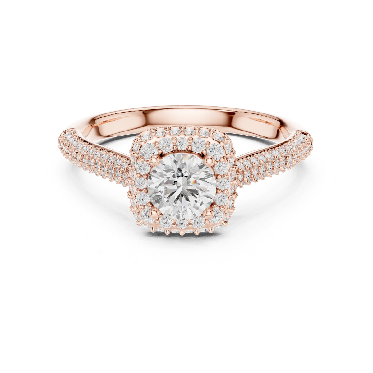 The Lumiere Halo Ring 0.61ct Rose Gold