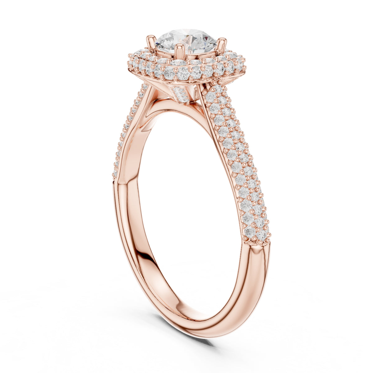 The Lumiere Halo Ring 0.61ct Rose Gold