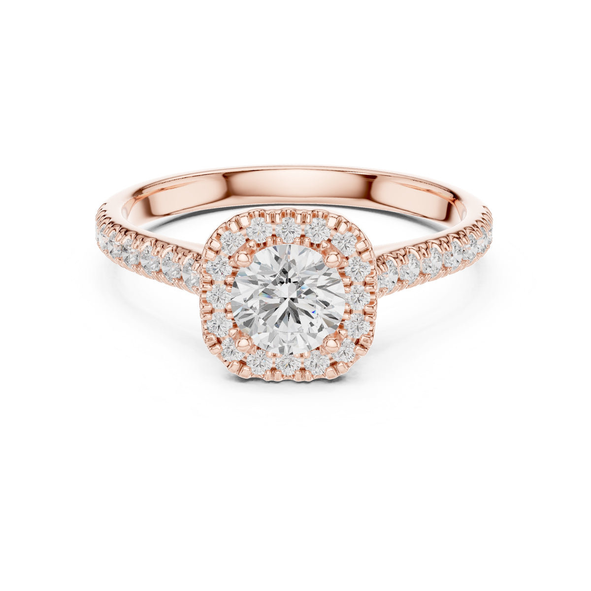 The Vintage Milgrain Halo Ring 0.7ct Rose Gold