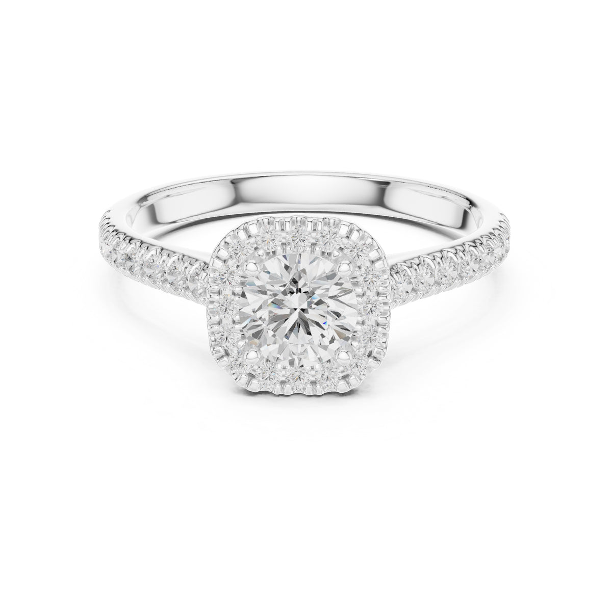 The Vintage Milgrain Halo Ring 0.7ct White Gold