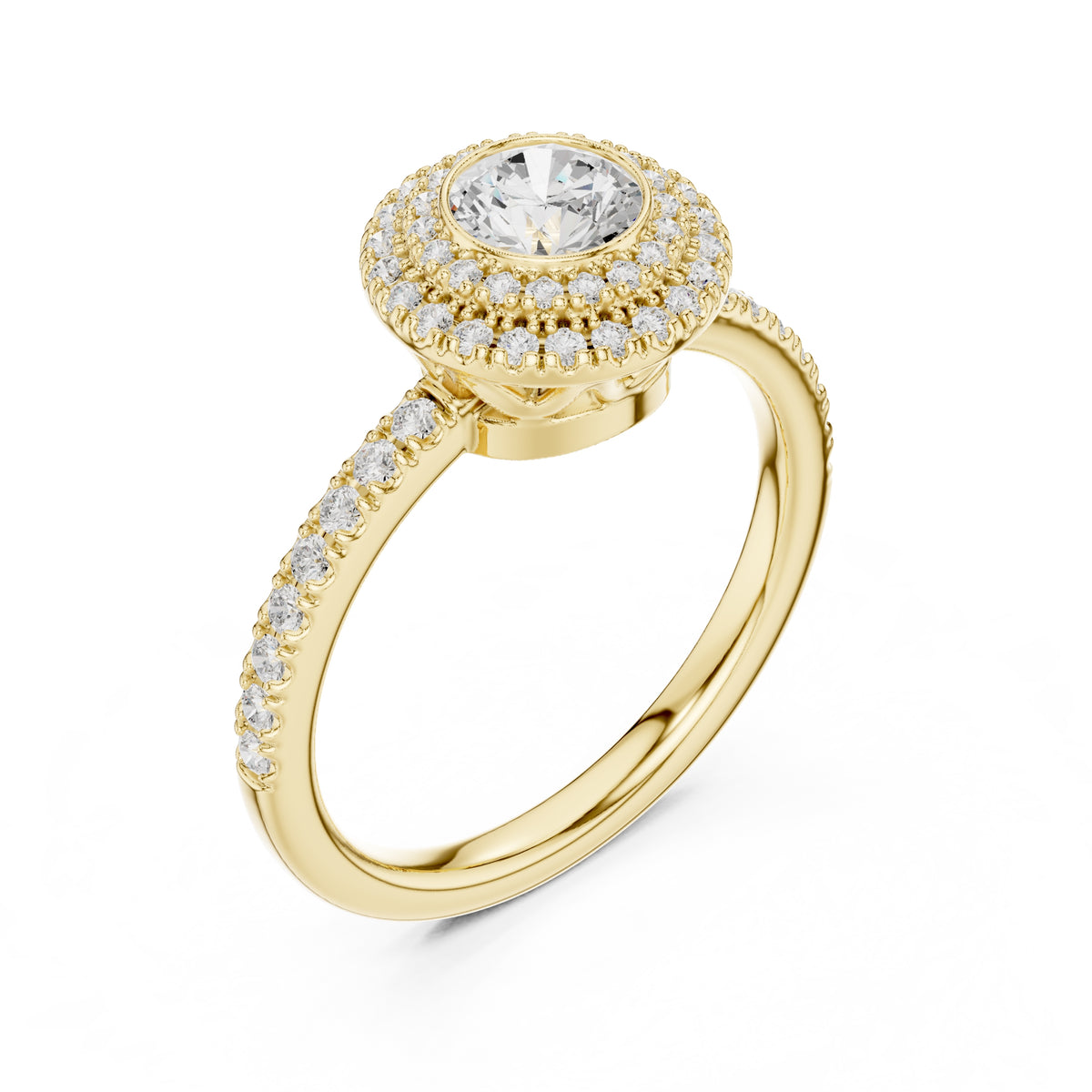The Duchess Double Halo Ring 0.61ct Yellow Gold