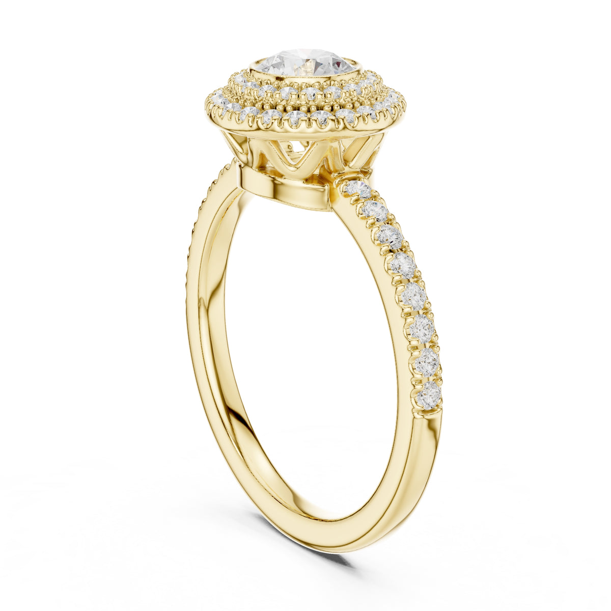 The Duchess Double Halo Ring 0.61ct Yellow Gold