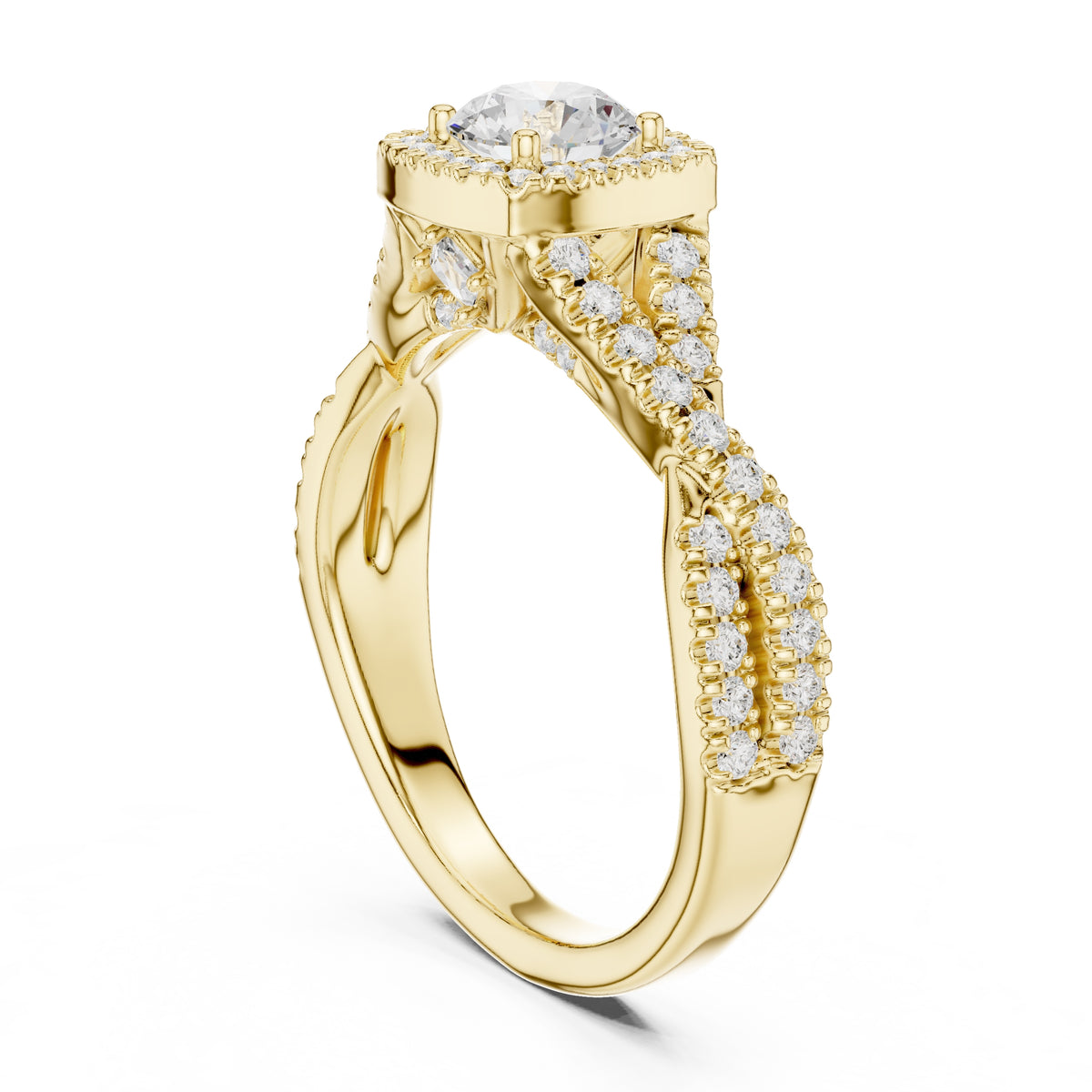 The Entwined Infinity Halo Ring 0.65ct Yellow Gold