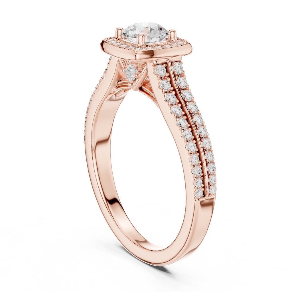 The Golden Radiance Halo Ring 0.5ct Rose Gold