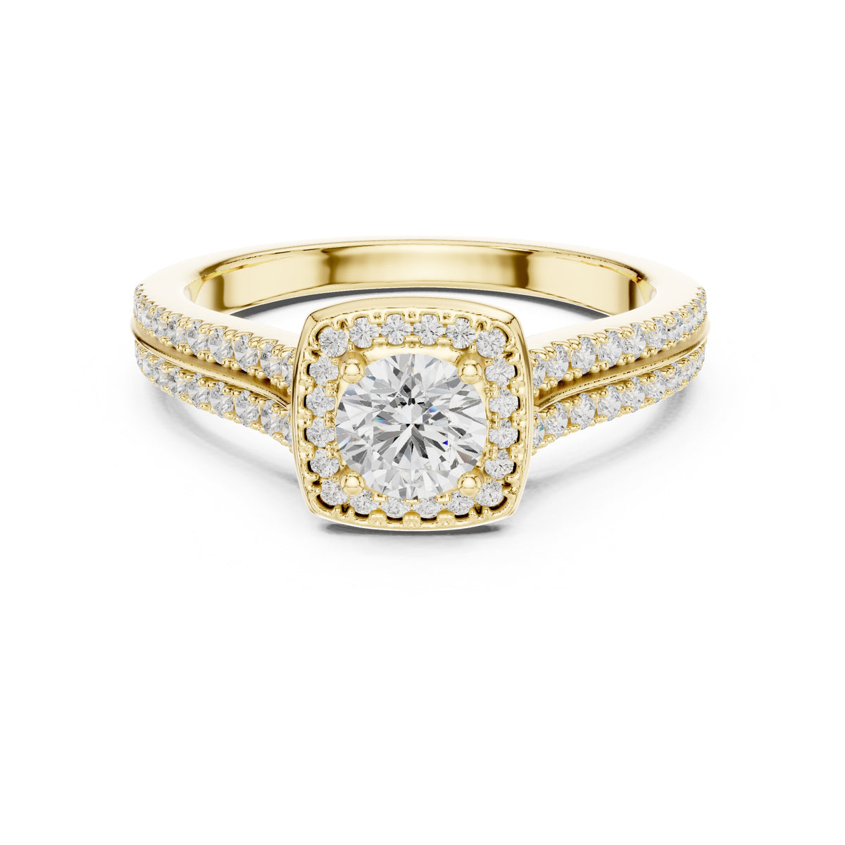 The Golden Radiance Halo Ring 0.5ct Yellow Gold