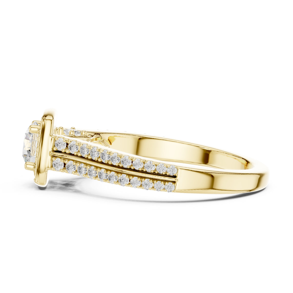 The Golden Radiance Halo Ring 0.5ct Yellow Gold
