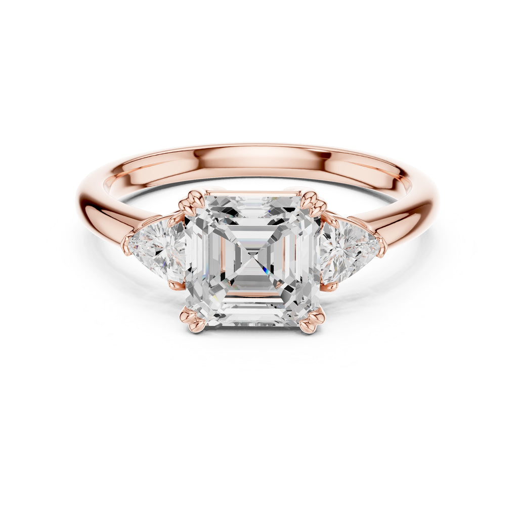 2.00 ct Celestial Three-Stone Engagement Ring 2ct Rose Gold Asscher