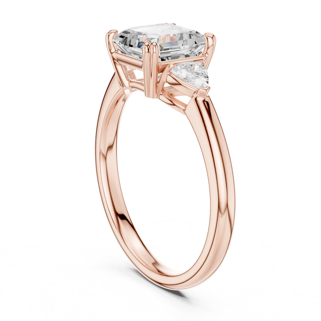 2.00 ct Celestial Three-Stone Engagement Ring 2ct Rose Gold Asscher