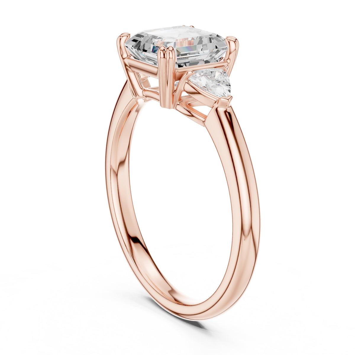 2.00 ct Celestial Three-Stone Engagement Ring 2ct Rose Gold Asscher