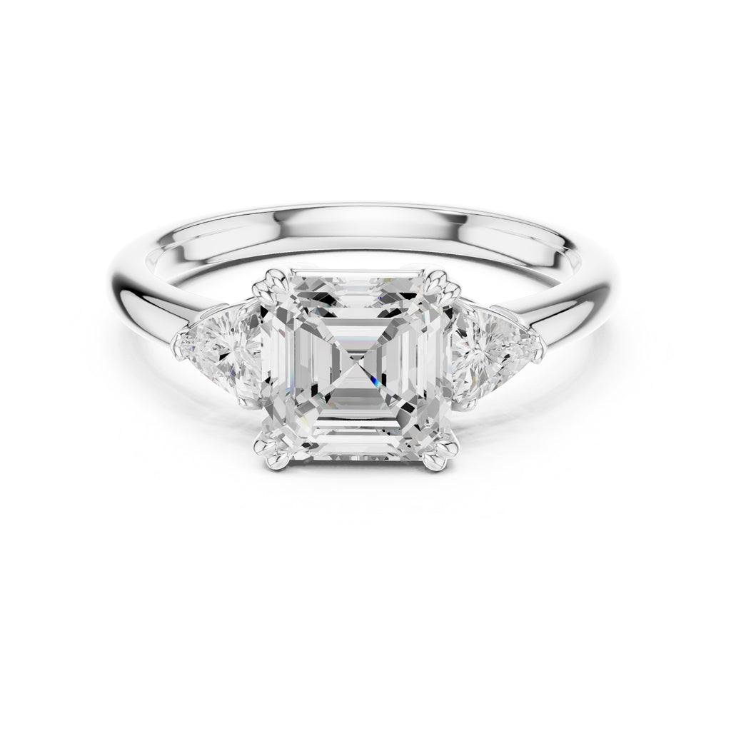 2.00 ct Celestial Three-Stone Engagement Ring 2ct White Gold Asscher