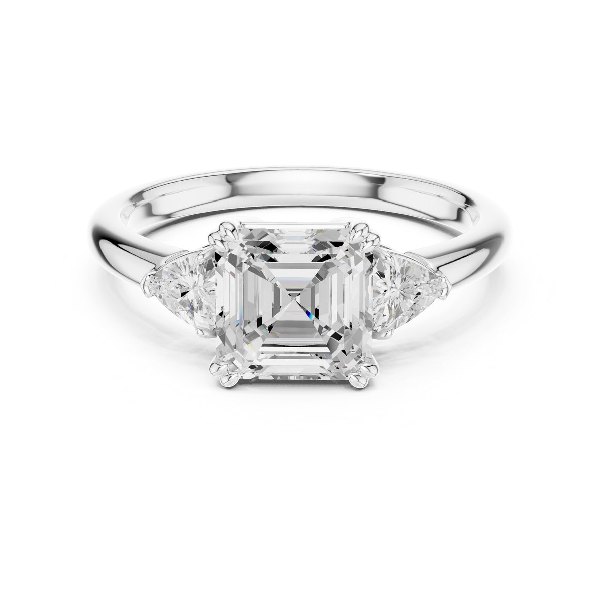 2.00 ct Celestial Three-Stone Engagement Ring 2ct White Gold Asscher