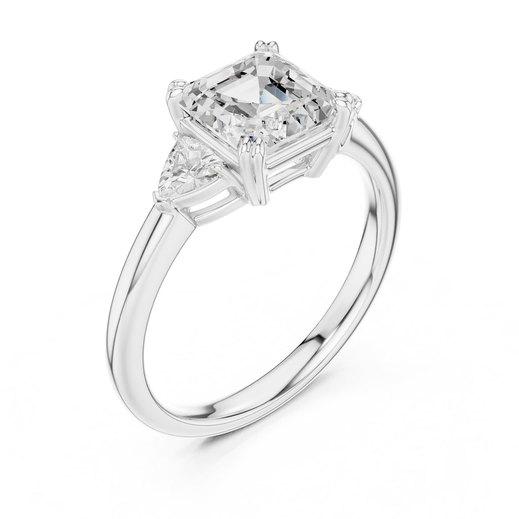 2.00 ct Celestial Three-Stone Engagement Ring 2ct White Gold Asscher
