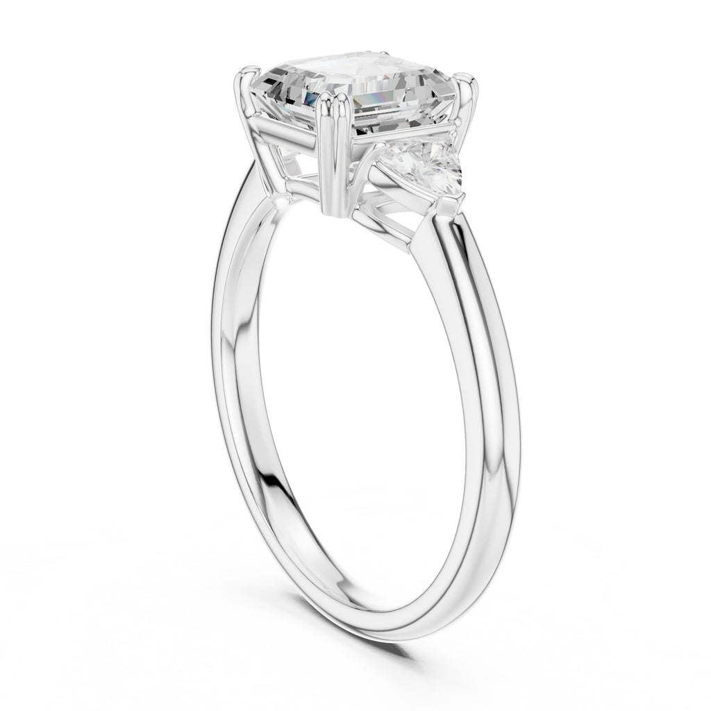 2.00 ct Celestial Three-Stone Engagement Ring 2ct White Gold Asscher