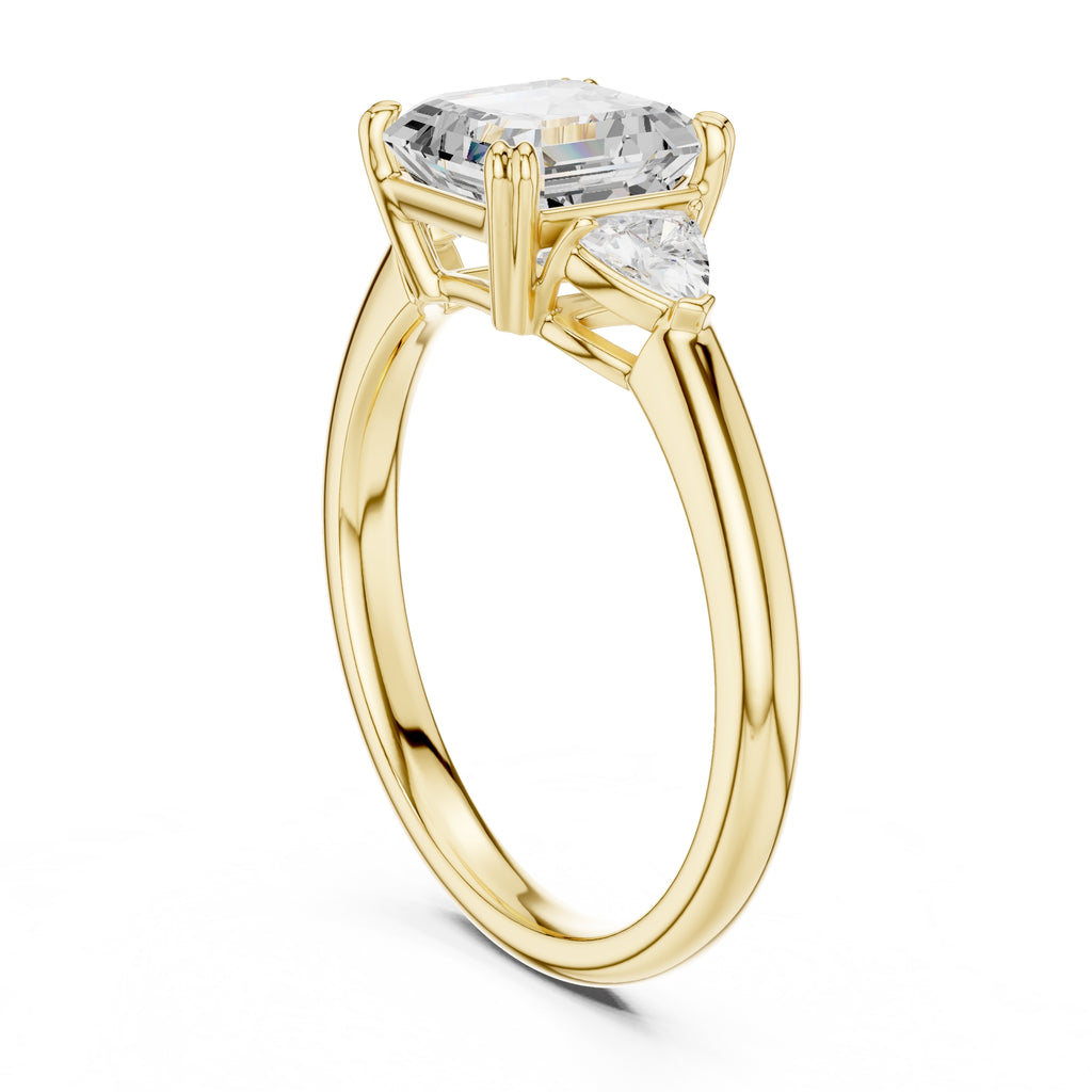 2.00 ct Celestial Three-Stone Engagement Ring 2ct Yellow Gold Asscher