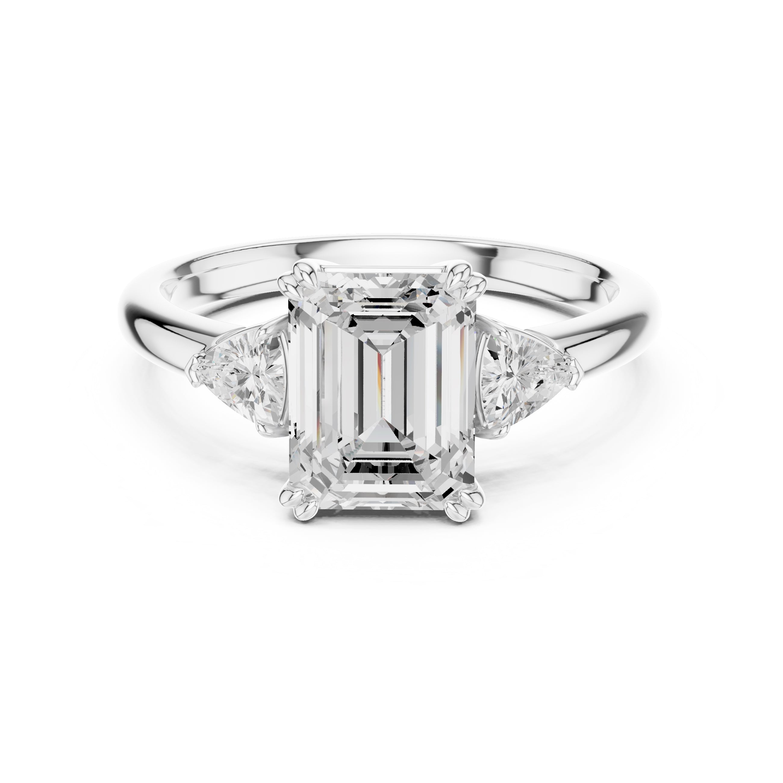 2.00 ct Celestial Three-Stone Engagement Ring 2ct White Gold Emerald