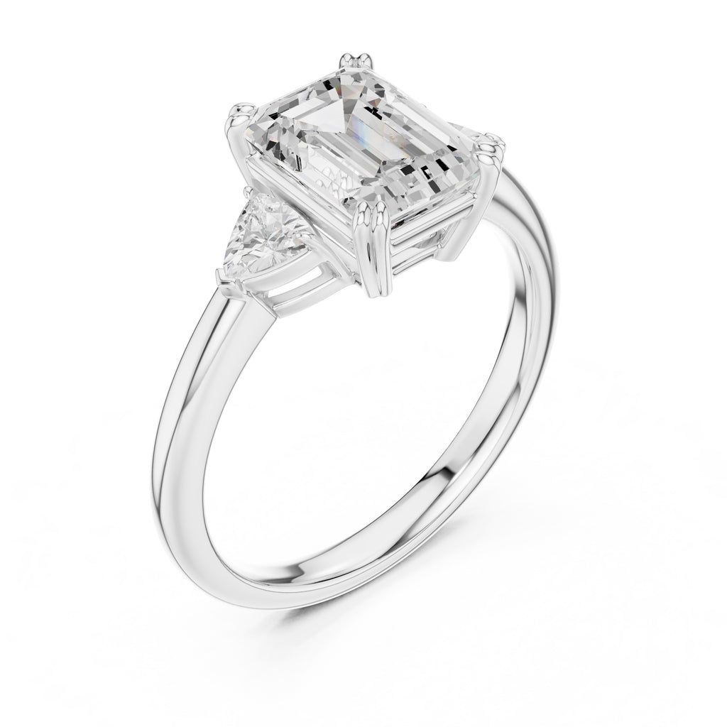 2.00 ct Celestial Three-Stone Engagement Ring 2ct White Gold Emerald