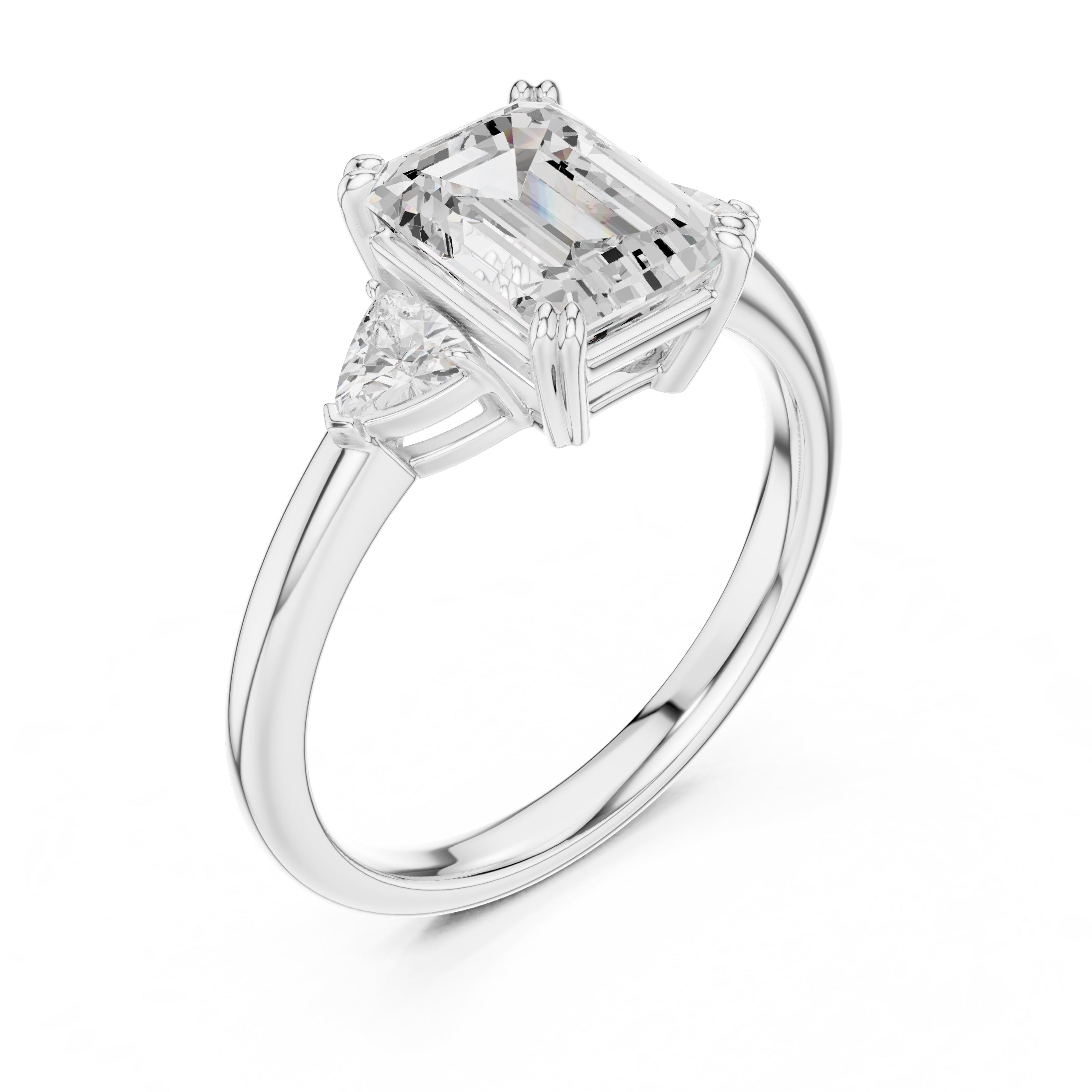 2.00 ct Celestial Three-Stone Engagement Ring 2ct White Gold Emerald