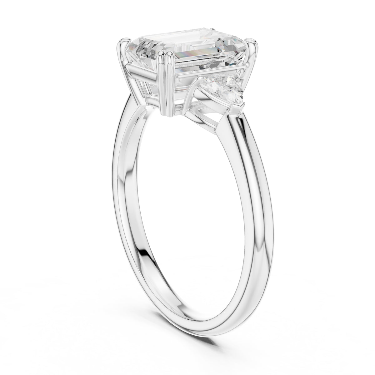 2.00 ct Celestial Three-Stone Engagement Ring 2ct White Gold Emerald