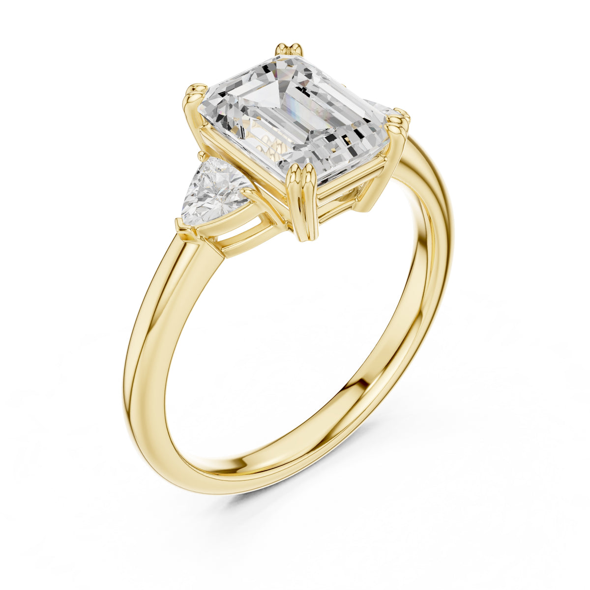 2.00 ct Celestial Three-Stone Engagement Ring 2ct Yellow Gold Emerald