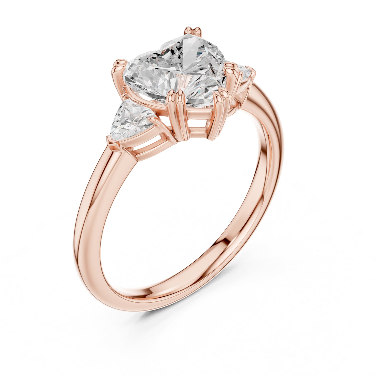 2.00 ct Celestial Three-Stone Engagement Ring 2ct Rose Gold Heart