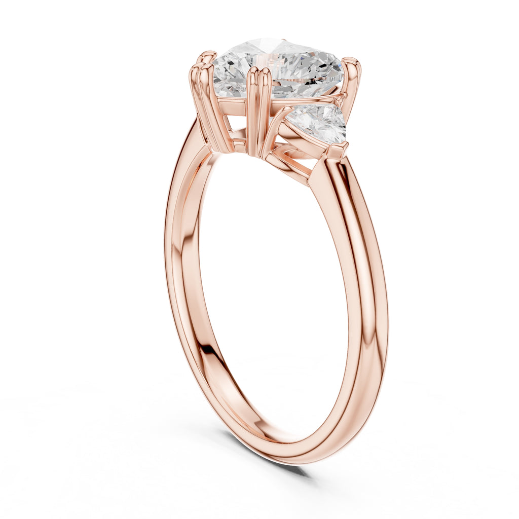 2.00 ct Celestial Three-Stone Engagement Ring 2ct Rose Gold Heart