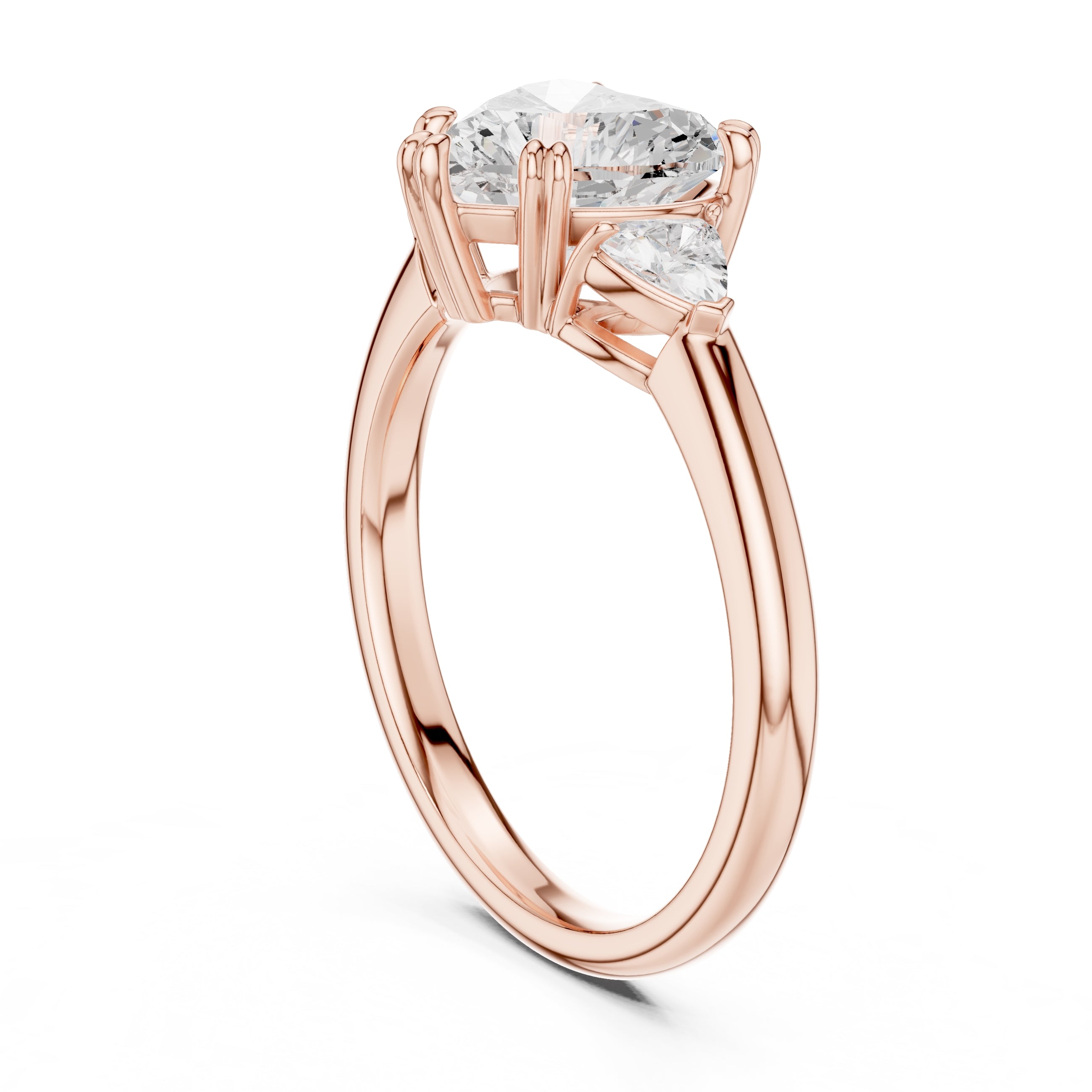 2.00 ct Celestial Three-Stone Engagement Ring 2ct Rose Gold Heart