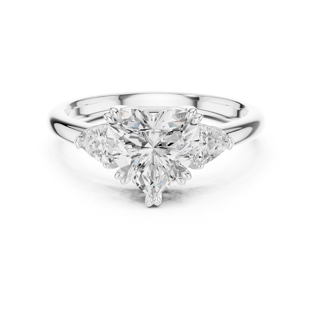 2.00 ct Celestial Three-Stone Engagement Ring 2ct White Gold Heart