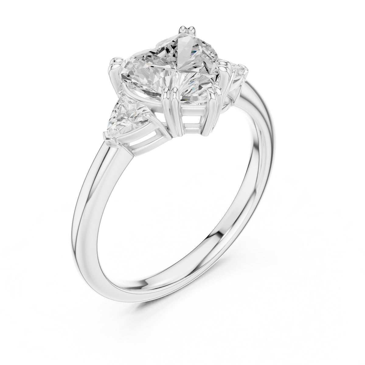2.00 ct Celestial Three-Stone Engagement Ring 2ct White Gold Heart