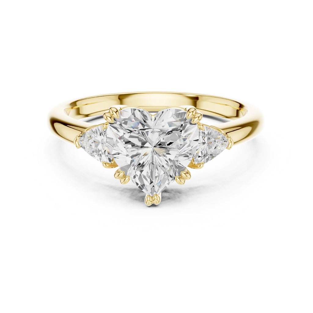 2.00 ct Celestial Three-Stone Engagement Ring 2ct Yellow Gold Heart