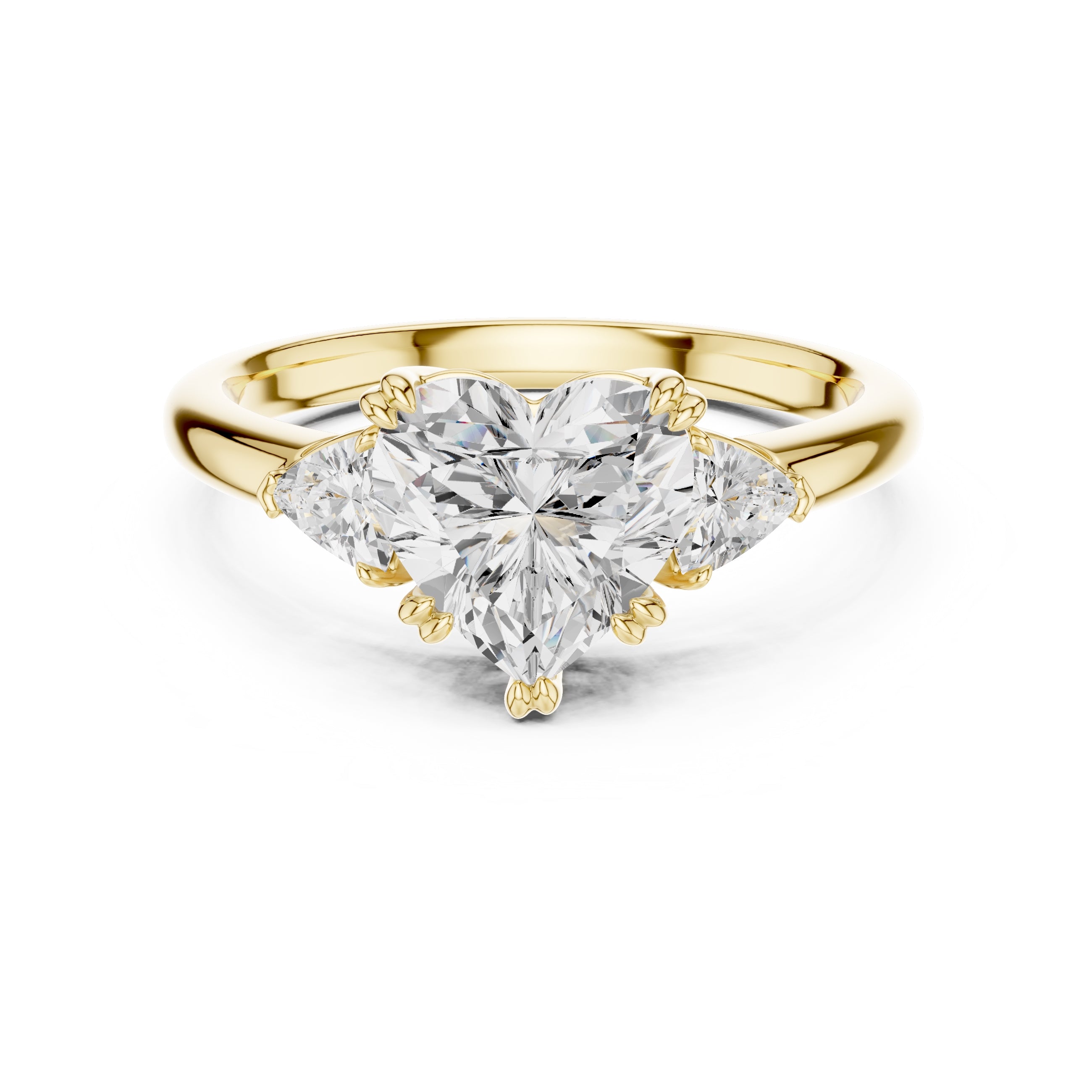 2.00 ct Celestial Three-Stone Engagement Ring 2ct Yellow Gold Heart