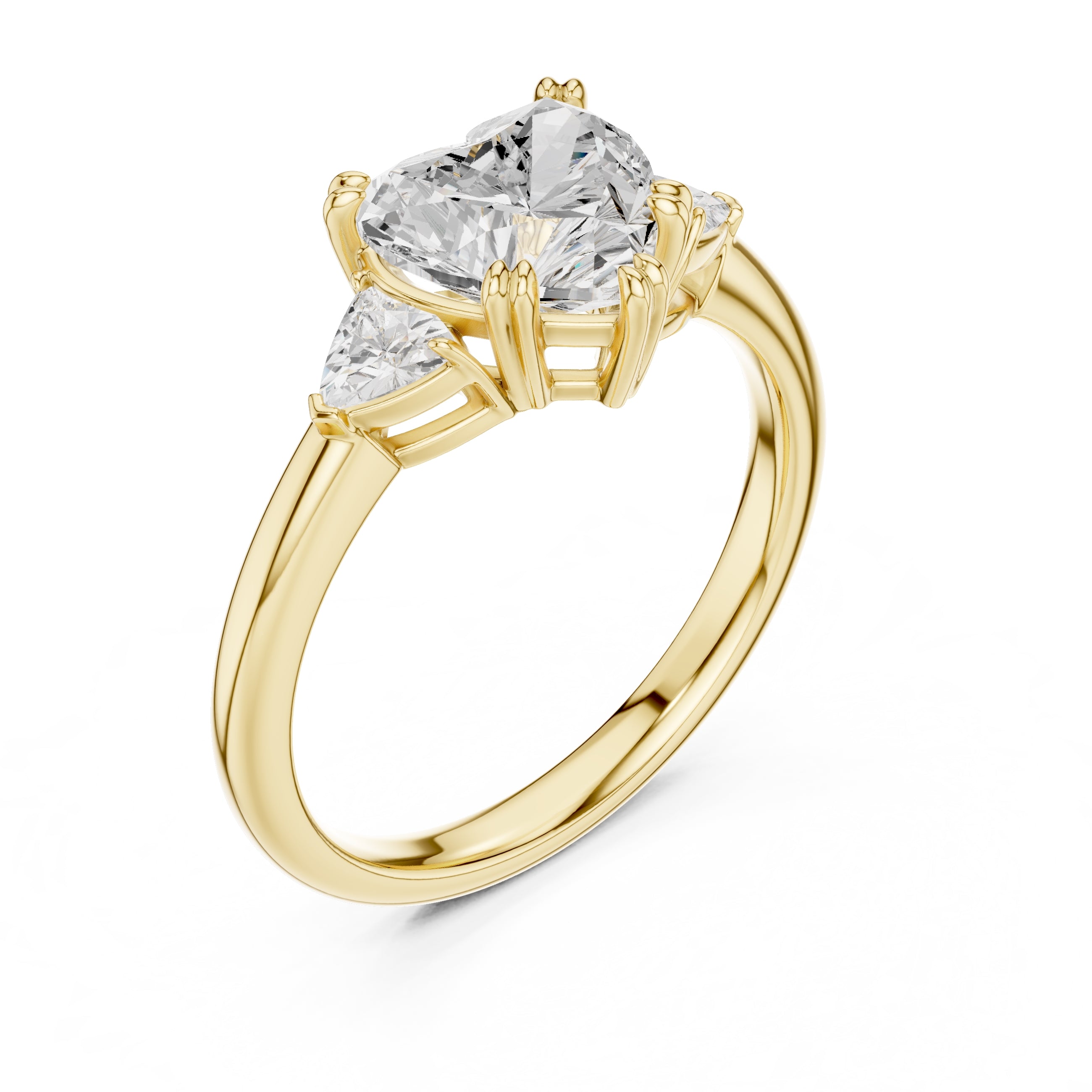 2.00 ct Celestial Three-Stone Engagement Ring 2ct Yellow Gold Heart