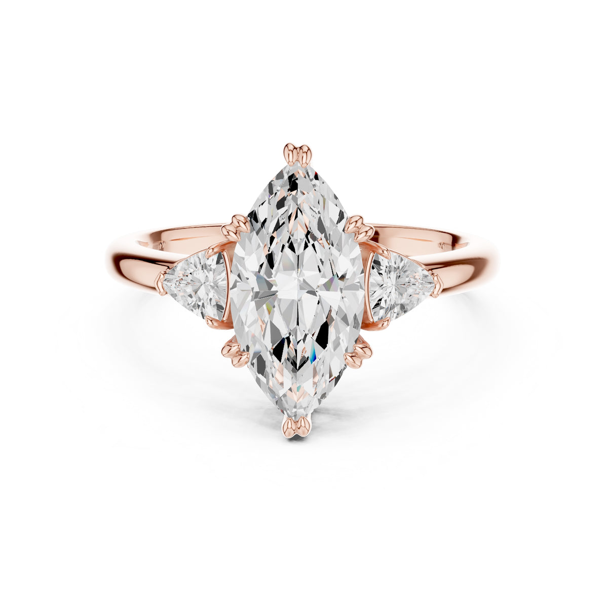2.00 ct Celestial Three-Stone Engagement Ring 2ct Rose Gold Marquise