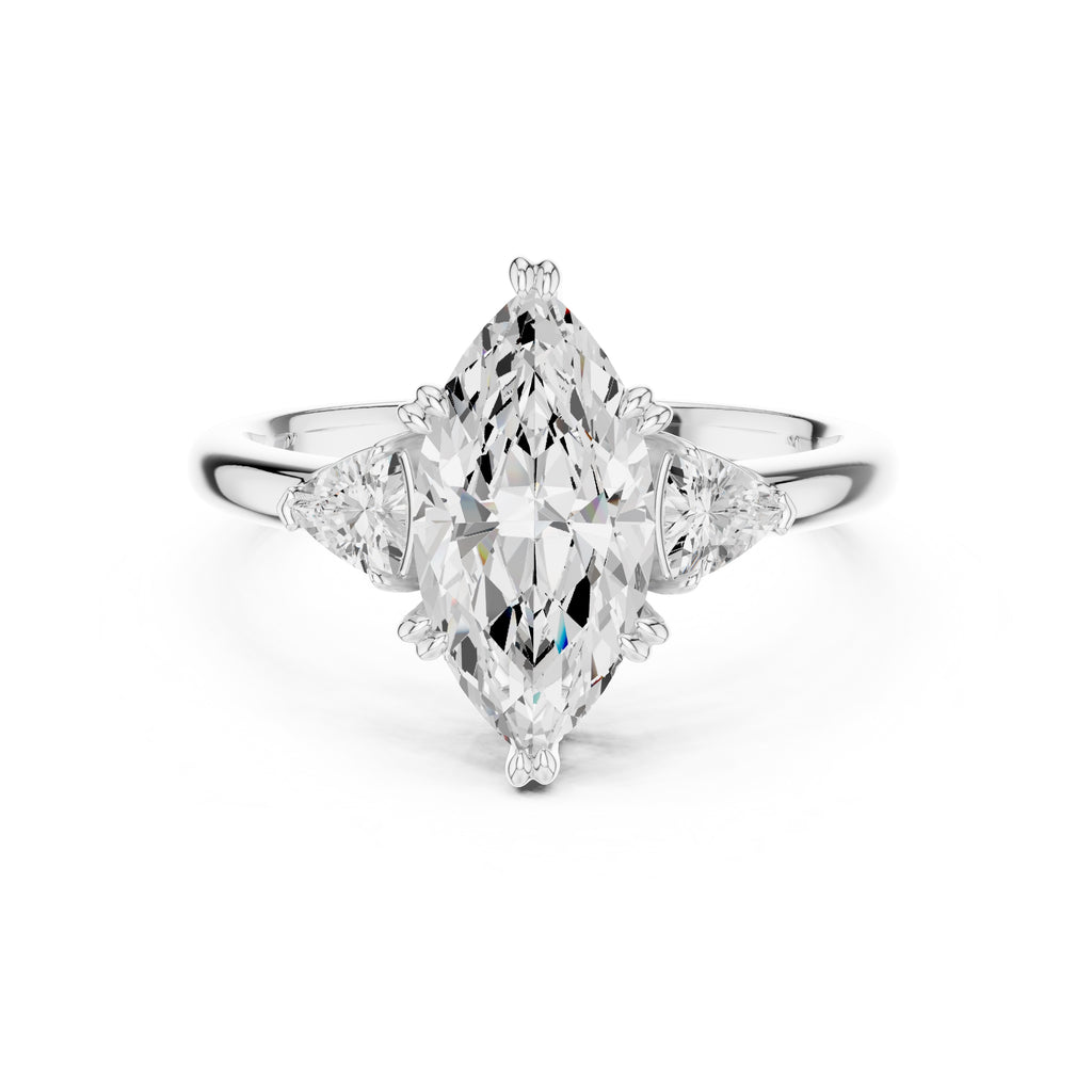 2.00 ct Celestial Three-Stone Engagement Ring 2ct White Gold Marquise