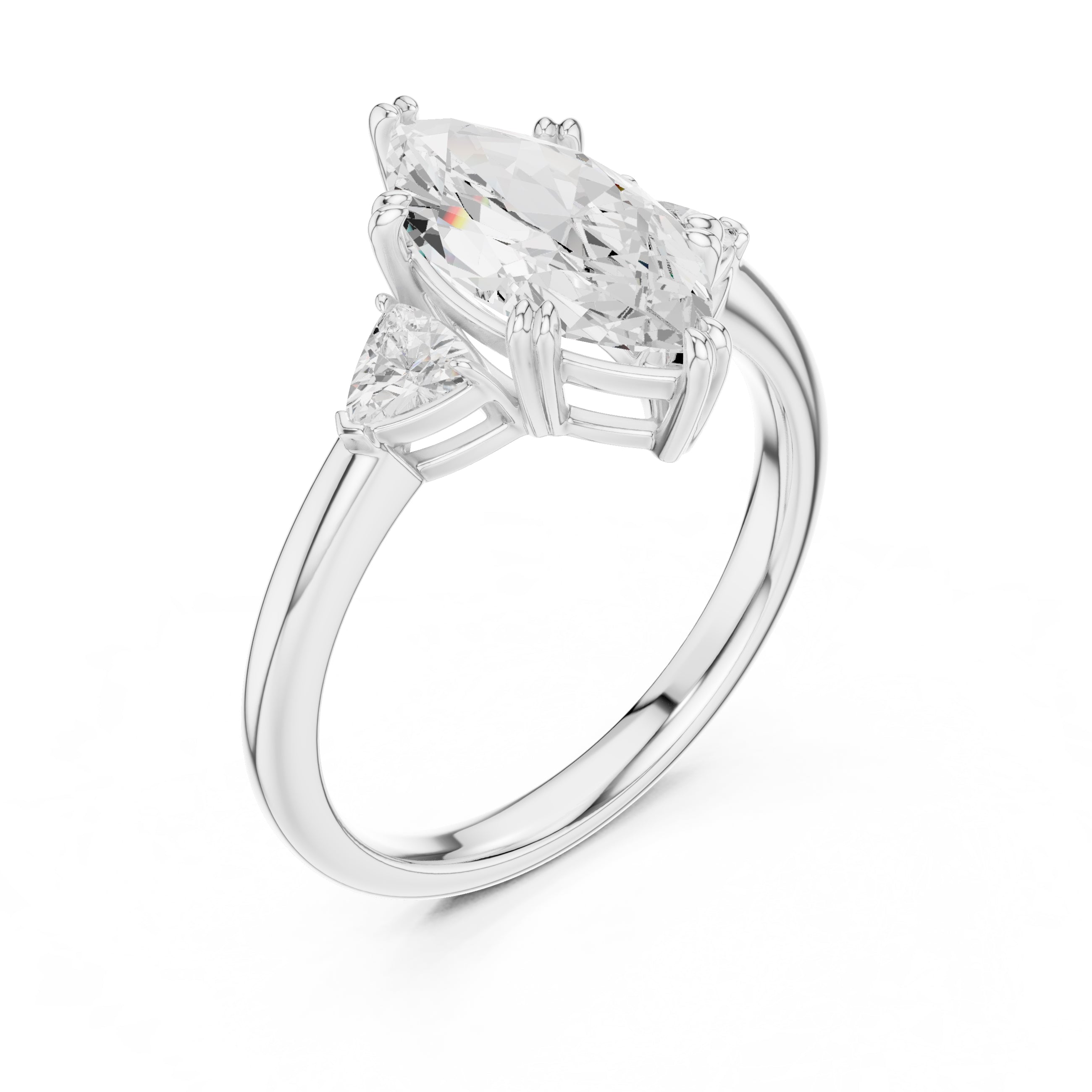 2.00 ct Celestial Three-Stone Engagement Ring 2ct White Gold Marquise