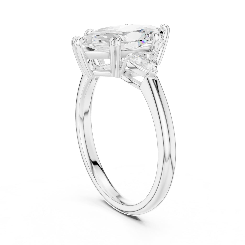 2.00 ct Celestial Three-Stone Engagement Ring 2ct White Gold Marquise