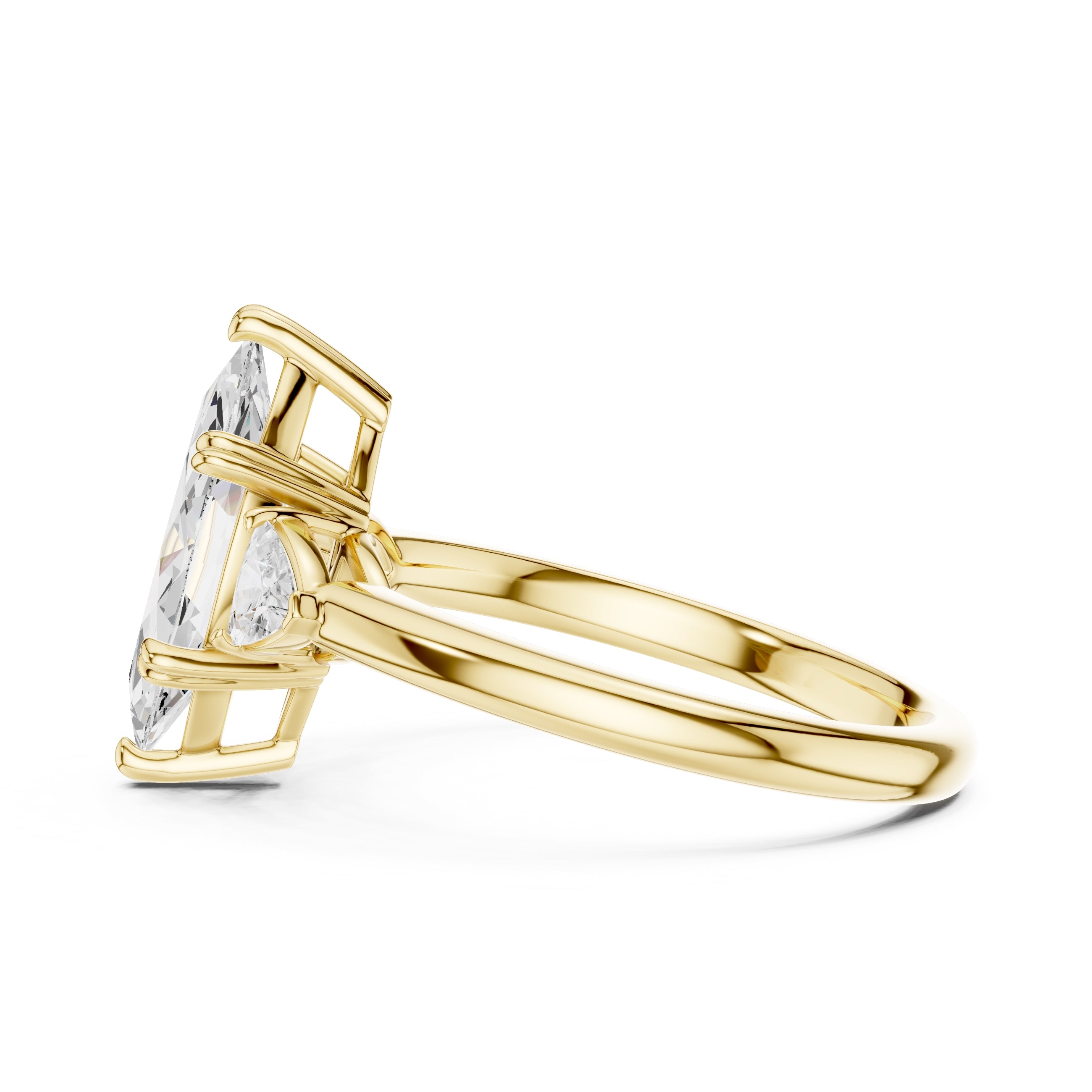 2.00 ct Celestial Three-Stone Engagement Ring 2ct Yellow Gold Marquise