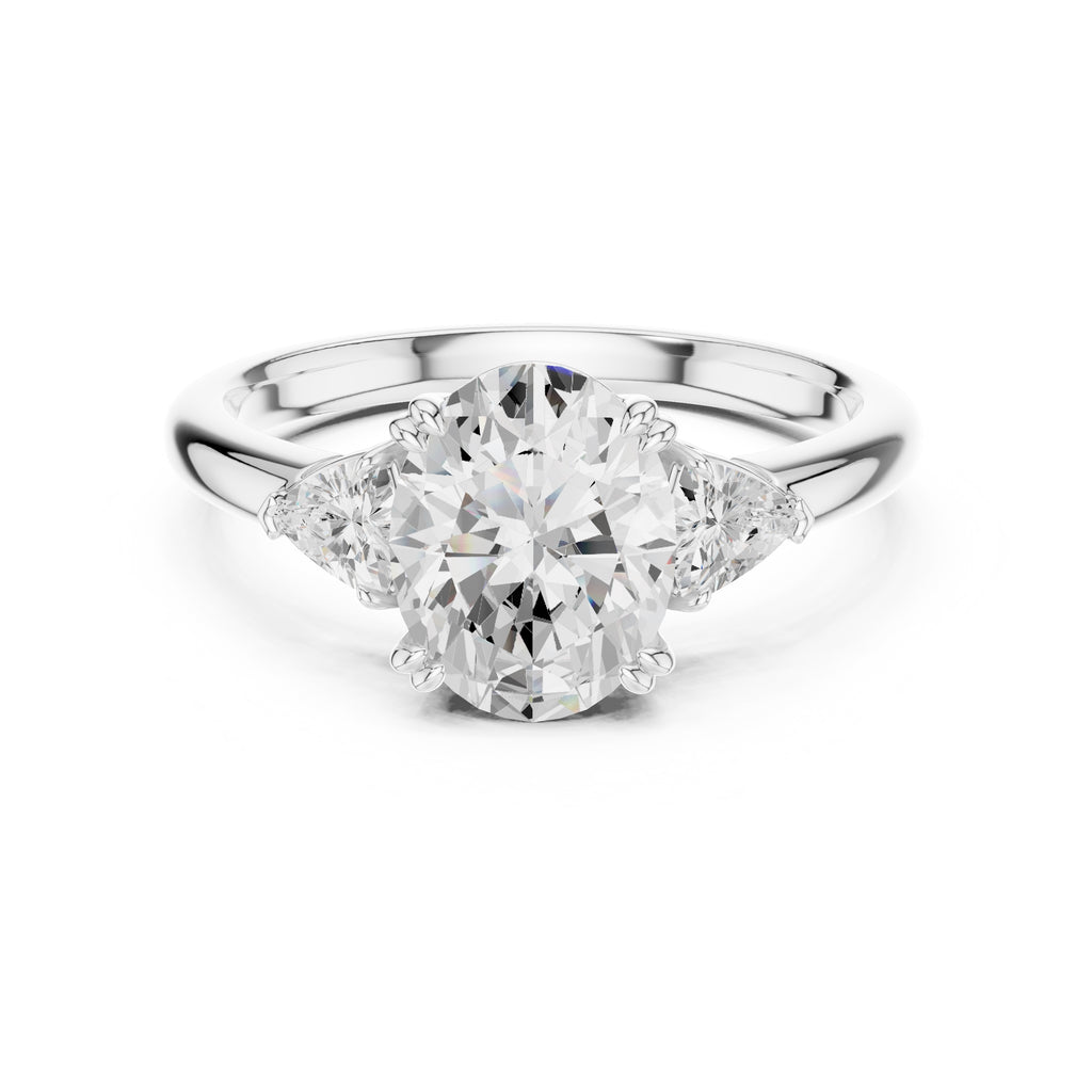 2.00 ct Celestial Three-Stone Engagement Ring 2ct White Gold Oval