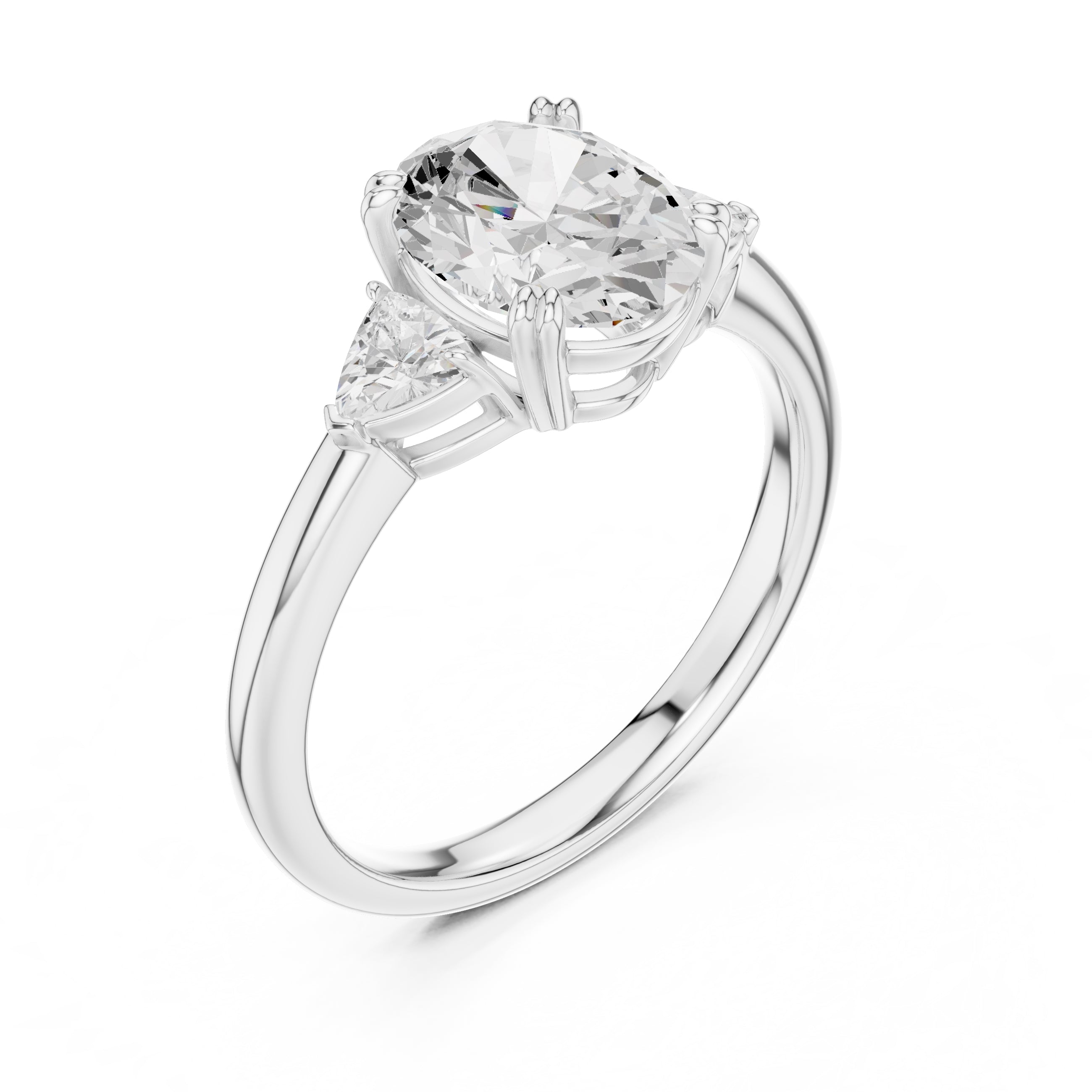 2.00 ct Celestial Three-Stone Engagement Ring 2ct White Gold Oval