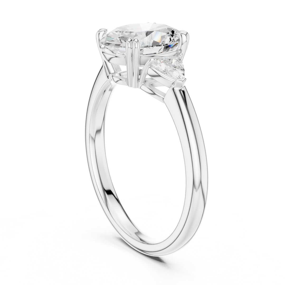 2.00 ct Celestial Three-Stone Engagement Ring 2ct White Gold Oval