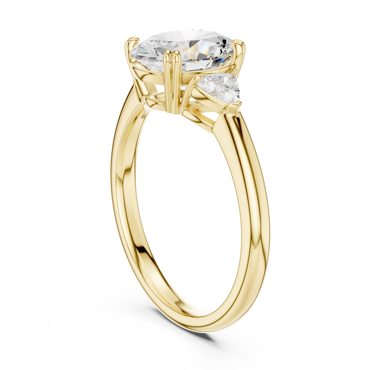 2.00 ct Celestial Three-Stone Engagement Ring 2ct Yellow Gold Oval