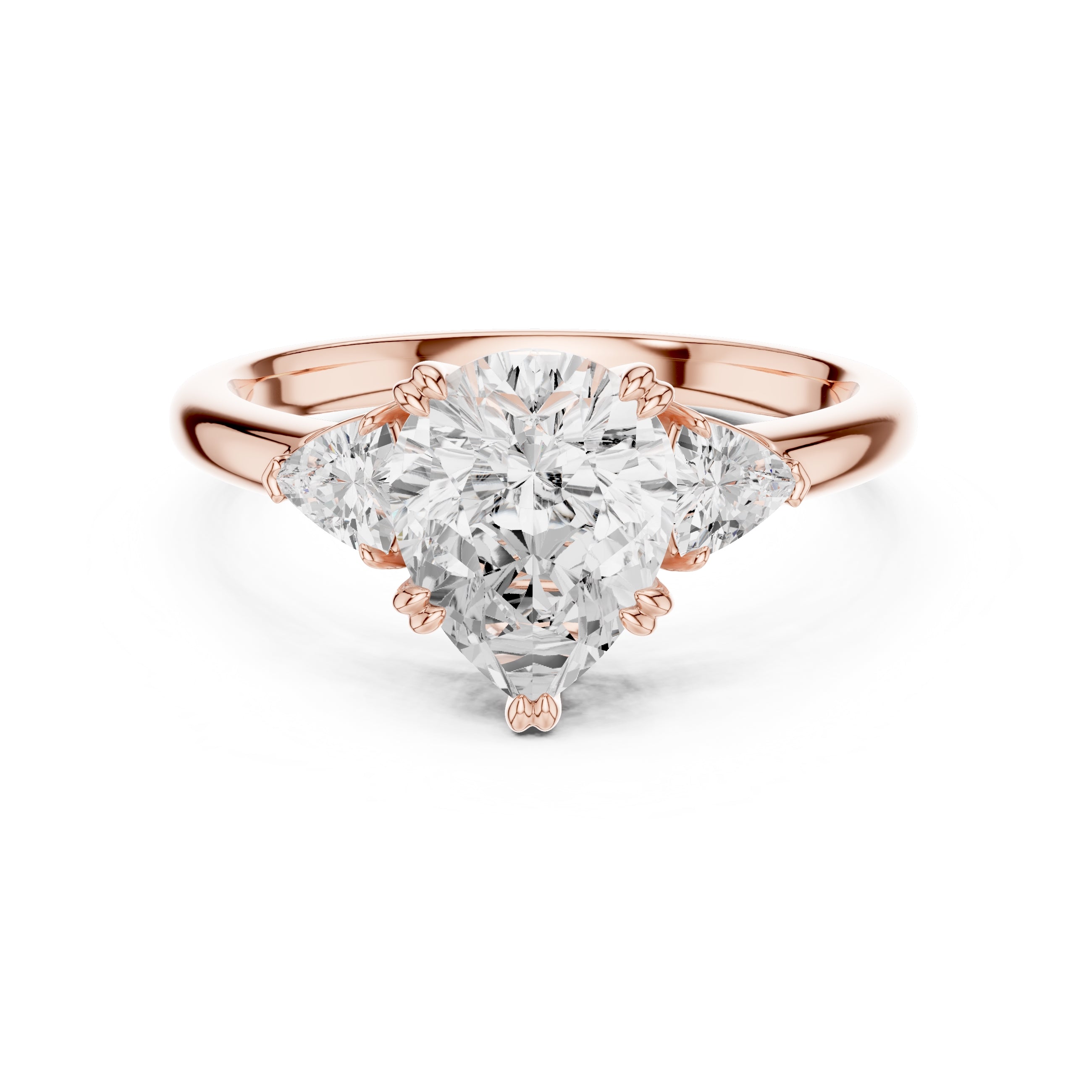 2.00 ct Celestial Three-Stone Engagement Ring 2ct Rose Gold Pear