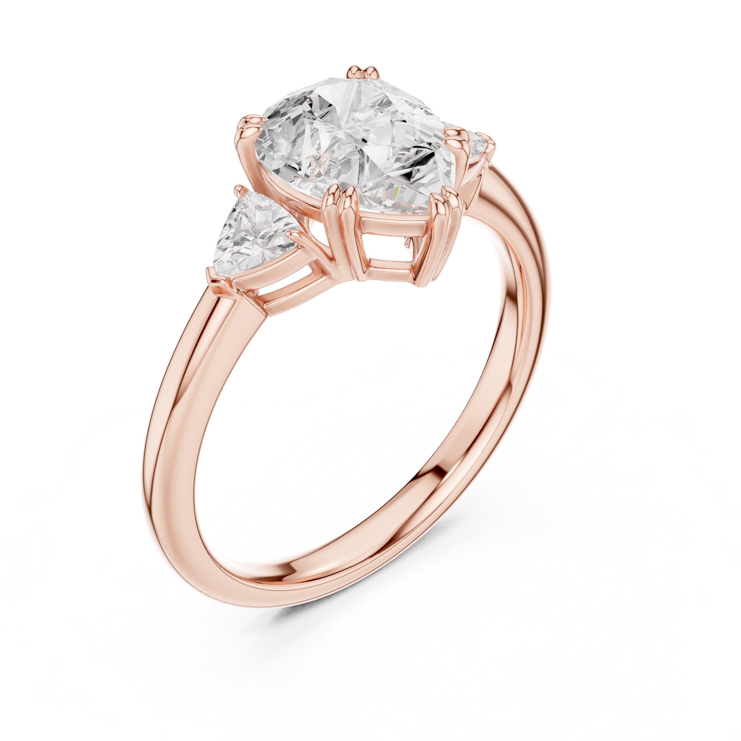 2.00 ct Celestial Three-Stone Engagement Ring 2ct Rose Gold Pear