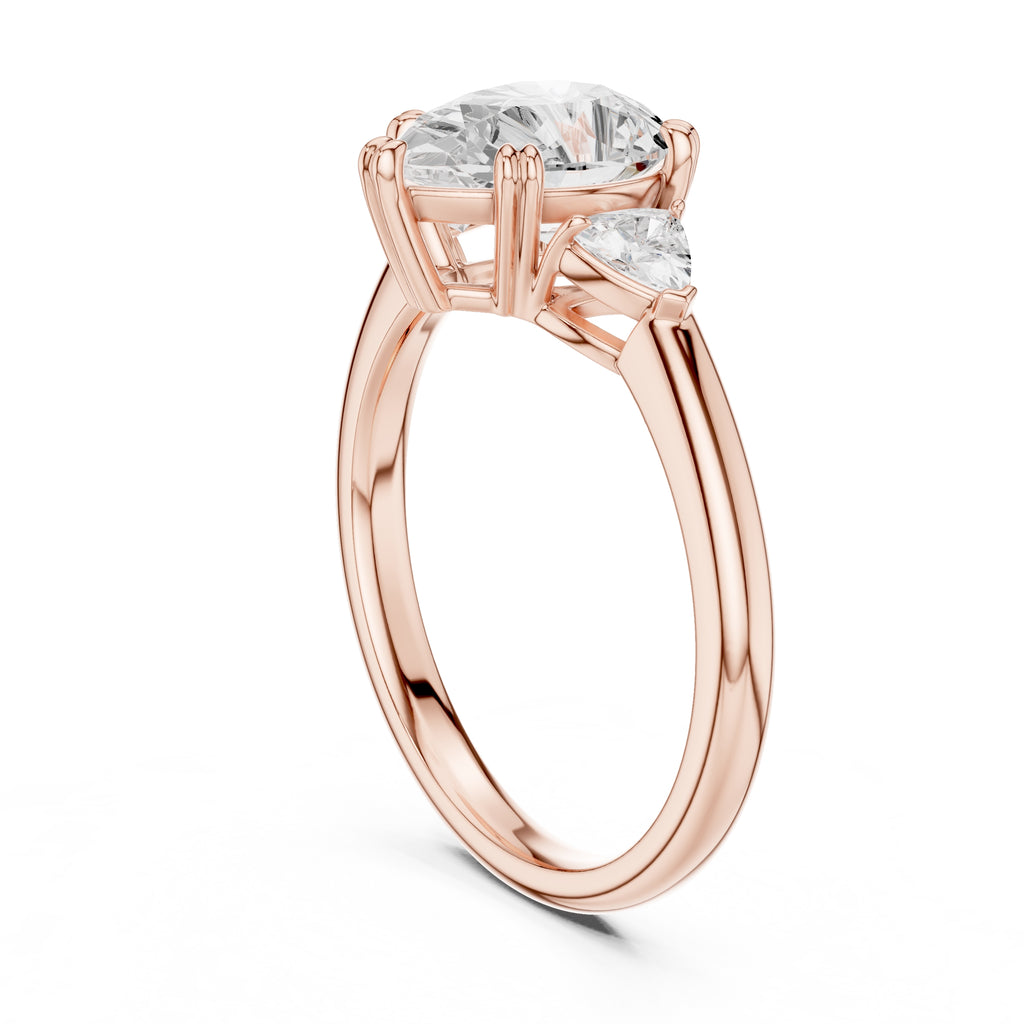 2.00 ct Celestial Three-Stone Engagement Ring 2ct Rose Gold Pear