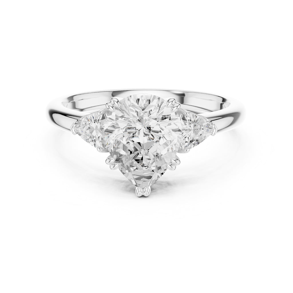 2.00 ct Celestial Three-Stone Engagement Ring 2ct White Gold Pear