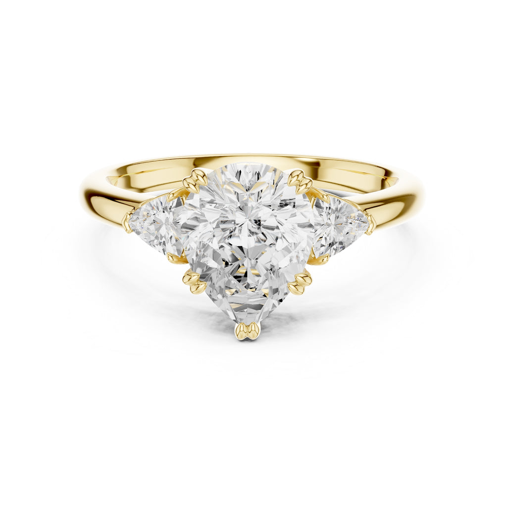 2.00 ct Celestial Three-Stone Engagement Ring 2ct Yellow Gold Pear